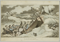 KG 2021 011
<br/>
De schipbreuk (serie: The English dance of death)
<br/>
<em>Rowlandson, Thomas (1756-1827)</em>